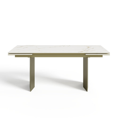 Sia Home - Uitschuifbare tafels ROSE - Keramiek - Carrara wit en goud - 180cm