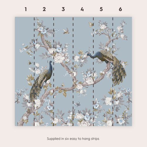 Laura Ashley Belvedere Fotobehang - Dieren - 280x300cm - Blauw - vtwonen shop