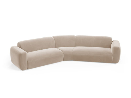Cosmopolitan Design Symmetrische modulaire hoekbank Strino 3-zits, flueel beige - 210x344x78cm