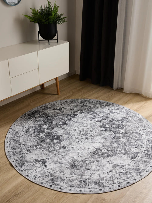 benuta wasbaar vloerkleed George - antraciet - ø 160 cm