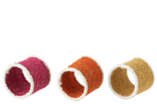 J-Line servetring - zeegras - roze/oranje/geel - 3 stuks