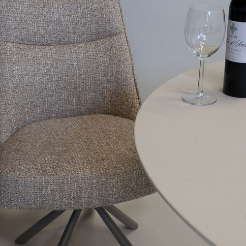 DÉJA Living Eetkamerstoel Meau - Taupe/Taupe - Draaibaar - Set van 2 - vtwonen shop
