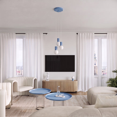 Sollux Lighting Hanglamp HALO 1 lichtblauw - 12x12x120cm