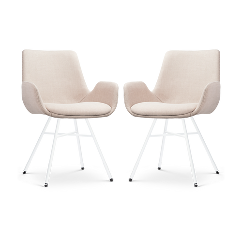 Nolon Noa-Eef Eetkamerstoelen Set van 2 - Beige - Witte Poten - vtwonen shop