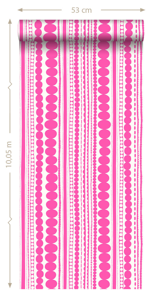 ESTAhome behang kralen fuchsia roze - 53 cm x 10.05 m - 138837
