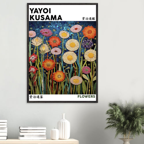 Artfulprints Poster met Lijst Yayoi Kusama - Flowers   - 50x70 cm - Meerkleurig