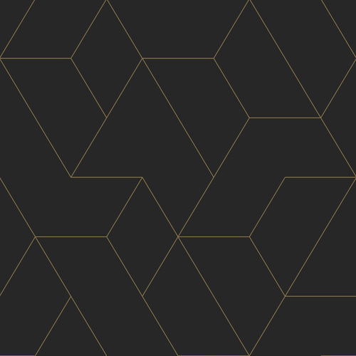 ESTAhome behang grafische lijnen zwart en goud - 50 x 900 cm - 139945 - vtwonen shop