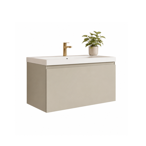 LOMAZOO badkamermeubel Modena - zwevend - wit - greige - 80 cm