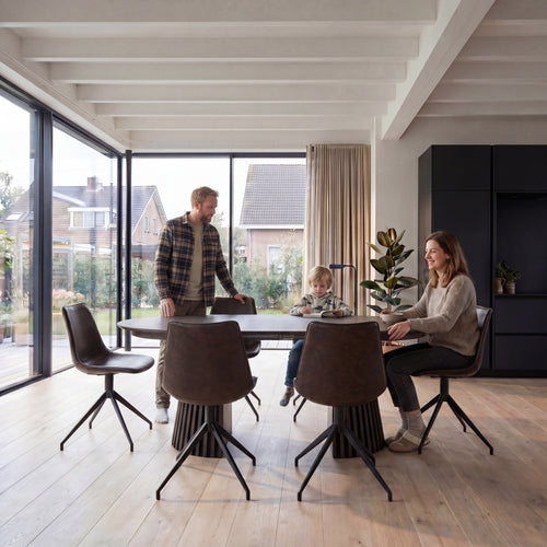 Furnhouse eetkamerstoel Isabel - Donkerbruin - Kunstleer - Set van 6