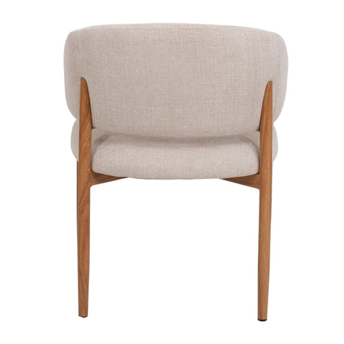 DÉJA Living Eetkamerstoel Elora - Beige/Naturel - Stoffen Armstoel - Scandinavisch - Zithoogte 50 cm - Set van 2