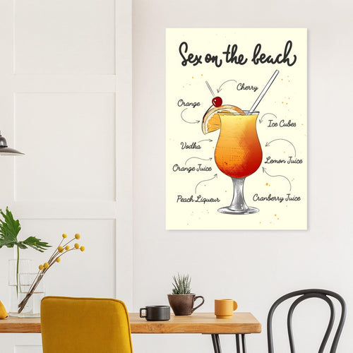 Artfulprints  Sex On The Beach cocktail – Illustratie   poster 50x70 cm - vtwonen shop
