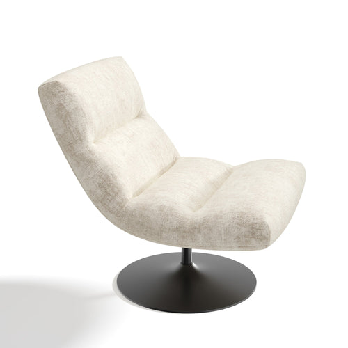 Premium Interiors - Draaistoel ROMA - velours met structuur crème 77cm