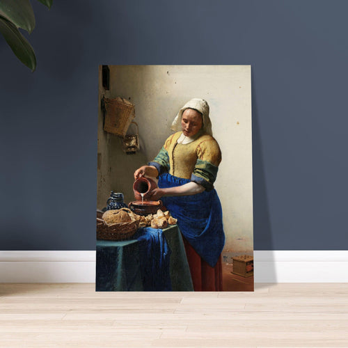 Artfulprints Poster met Lijst Johannes Vermeer -  Het melkmeisje   - A4 21x29.7 cm - Meerkleurig