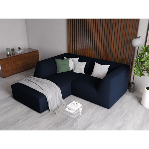 Cosmopolitan Design - Modulaire hoekbank links Siena 3-zits, flueel koningsblauw - 180x186x69cm