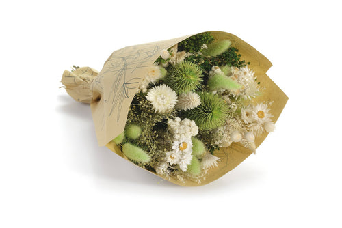 Boeket droogbloemen Wow Prato | Lengte ± 35 centimeter | Met witte en lichtgroene droogbloemen - vtwonen shop