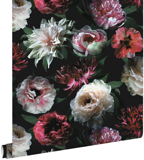ESTAhome behang bloemen roze, zwart en donkergroen - 53 cm x 10.05 m - 139168 - vtwonen shop
