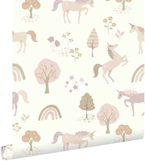 ESTAhome behang unicorns beige en zacht roze - 53 cm x 10.05 m - 139503