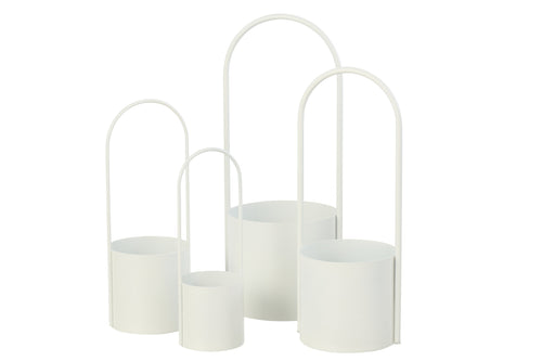 J-Line bloempot - ijzer - wit - small