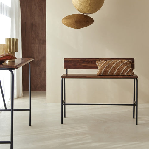 Tikamoon Hoge bank in massief palissander en metaal - Bruin - vtwonen shop