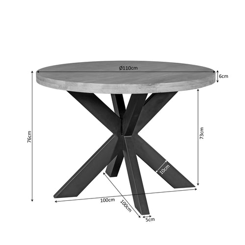 Starfurn Eettafel Dakota - Rond Naturel Hout - Ø110x76cm
