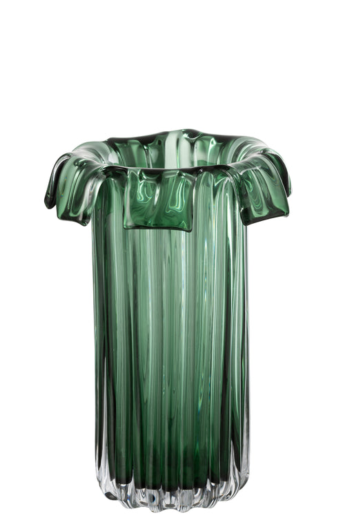 J-Line vaas Retro - glas - groen - large - 30 cm hoog