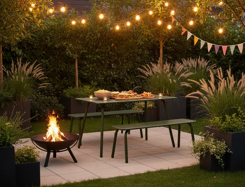 MaximaVida metalen tuinbank Max 120 cm olijfgroen - zonder rugleuning