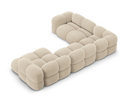 Cosmopolitan Design Panoramische hoekbank links Loretto 5-zits, flueel lichtbeige - 250x345x68cm