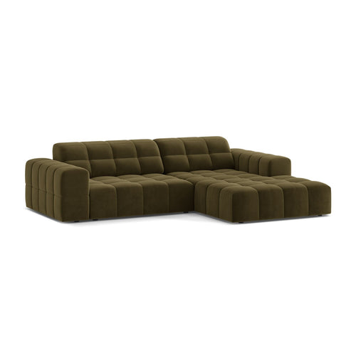 Cosmopolitan Design - Rechter hoekbank Chicago 3-zits, flueel groente - 167x234x78cm