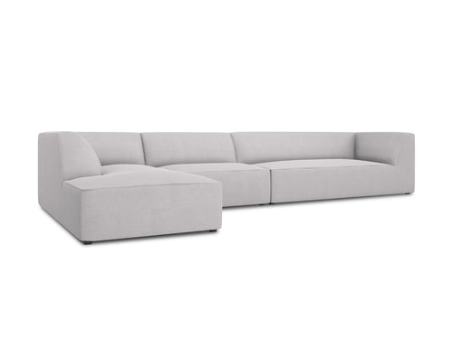 Micadoni linker hoekbank Ruby 5-zits, structurele stof, lichtgrijs - 180x366x69cm