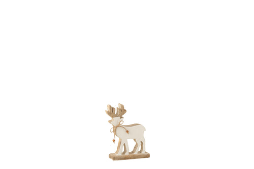 J-Line decoratie Rendier Op Voet - hout - wit - small