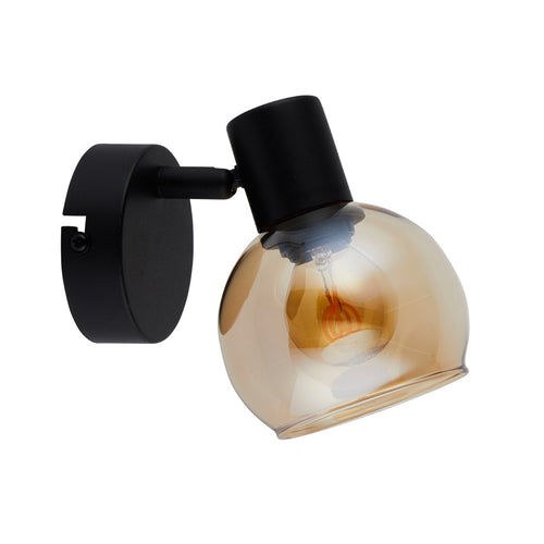 Lighto - Art deco spot zwart met goud glas - Juna