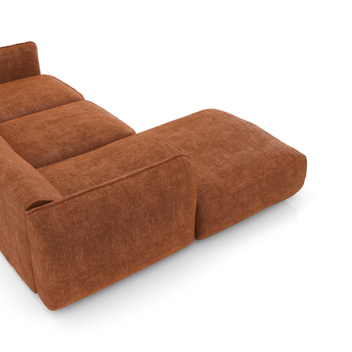 Sia Home - Hoekbanken links LIVIA - Fluweel weefsel - Terracotta - 272cm
