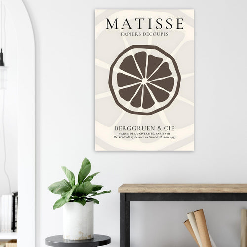 Artfulprints Poster met Lijst Matisse – Slice of an orange   - 70x100 cm - Grijs