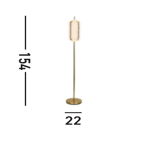 Searchlight Capsule LED-vloerlamp, satijnen messing metalen en acryl kap