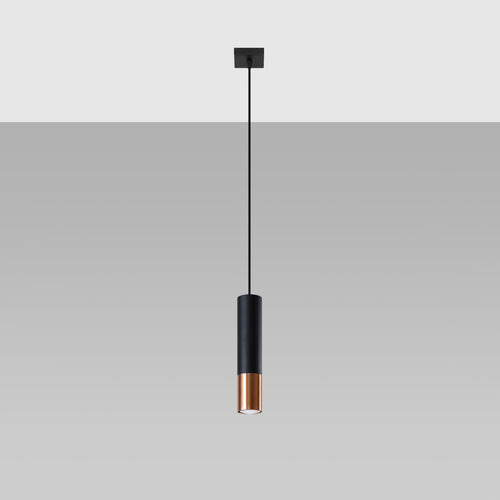 Sollux Lighting Hanglamp LOOPEZ 1 zwart/koper - 8x8x100cm