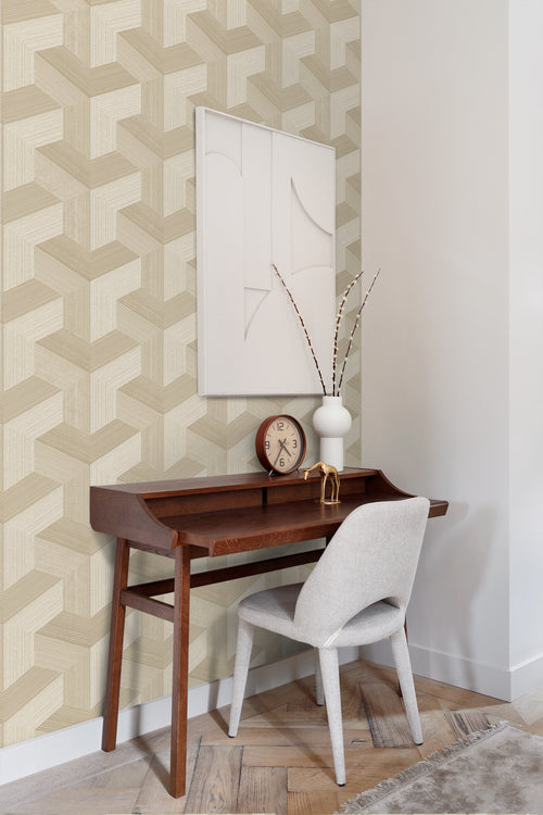 Origin Wallcoverings behang grafisch 3D motief beige - 53 cm x 10.05 m - 347949