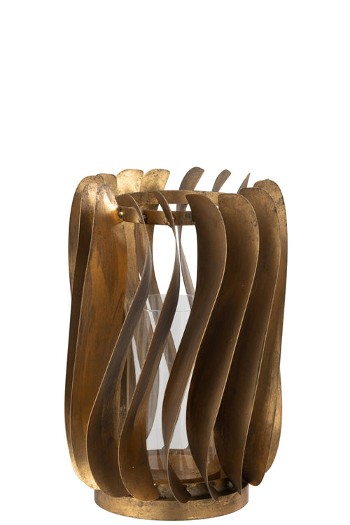 J-Line windlicht Tina - ijzer/fuweel - goud