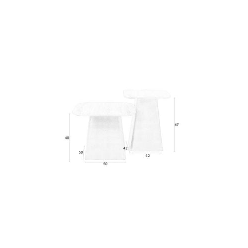 Housecraft Living Baru Bijzettafel Travetin Look - Set van 2