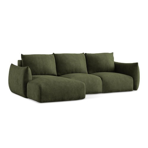 LaMiaSofa hoekbank links Savona - chenille stof - olijf - 242x162x90