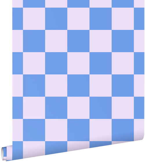 ESTAhome behang geblokt motief lila paars en pastelblauw - 53 cm x 10.05 m - 130912 - vtwonen shop