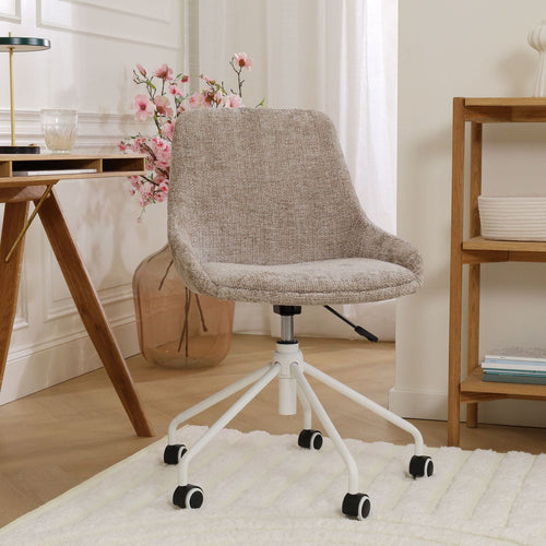 Nolon Nout-Isa Bureaustoel Bruin - Stof - Wit Onderstel - vtwonen shop