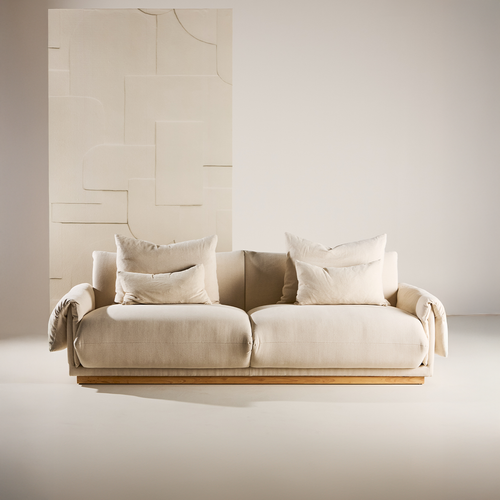 Nest living Rikki Gestoffeerde 3-Zits bank Beige - 237 cm - vtwonen shop