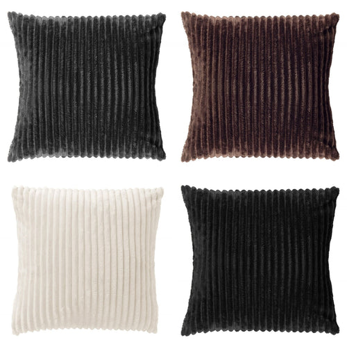 Dutch Decor - KUSSENSET - 4-delig - Corduroy Quartet - 45x45 cm - inclusief binnenkussens - zwart, wit, bruin, antraciet - vtwonen shop