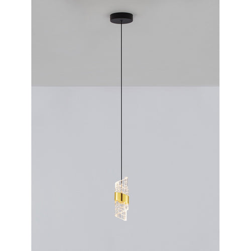 Nova Luce SENECA Slanke hanglamp voor plafond, platina goud, zandzwart, LED, 8W, 636lm, 3000K