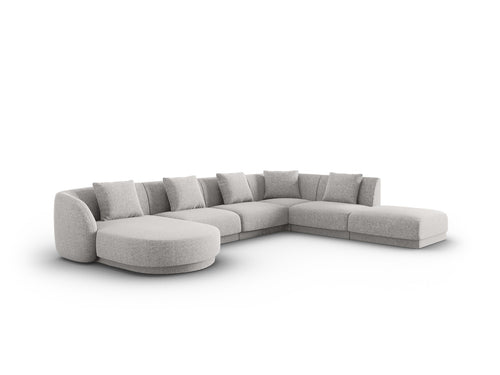 Cosmopolitan Design Panoramische hoekbank rechts Tulum 6-zits, chenille, lichtgrijs - 255x330x70cm