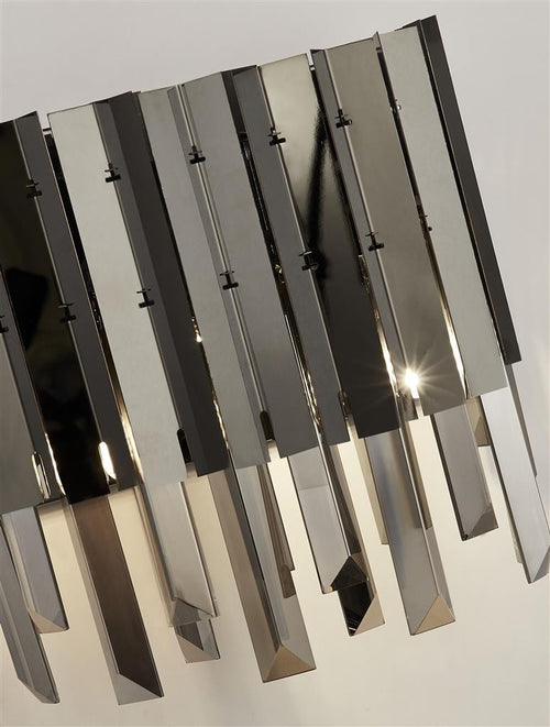 Searchlight Rotunda 2-lichts wandlamp, zwart, rookkristal
