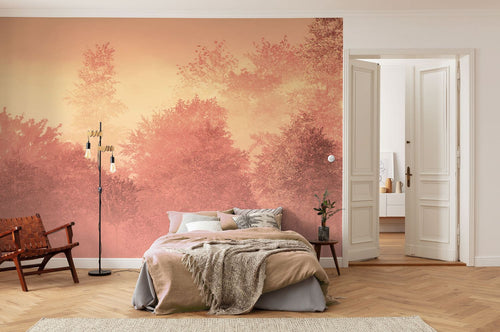 Komar fotobehang bosrijk landschap perzik oranje roze - 400 x 250 cm - 611232 - vtwonen shop