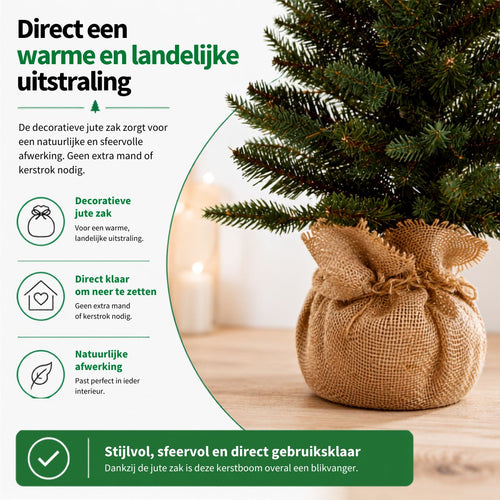 Black Box Trees Kunstkerstboom Sitka H60 x D43 cm - Kunstboom in Jute Zak - Kerstboom voor Binnen met 154 Takken - Kerstversiering voor Kleine Ruimtes