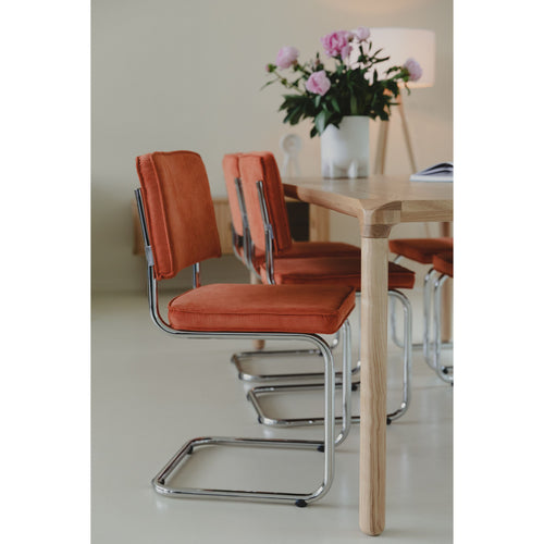Zuiver Ridge Rib Eetkamerstoelen Oranje - Set van 2