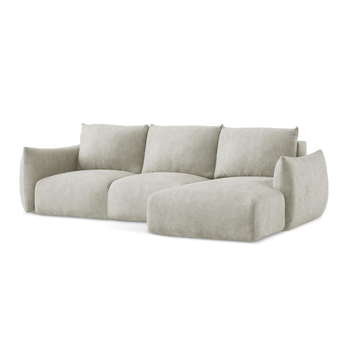 LaMiaSofa hoekbank rechts Savona - chenille stof - parel - 242x162x90